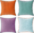 MONDAY MOOSE Decorative Throw Pillow Covers Cushion Cases, Set of 4 Soft Velvet Modern Double-Sided Designs, Mix and Match for Home Decor, Pillow Inserts Not Included (18x18 inch, Purple/Teal)