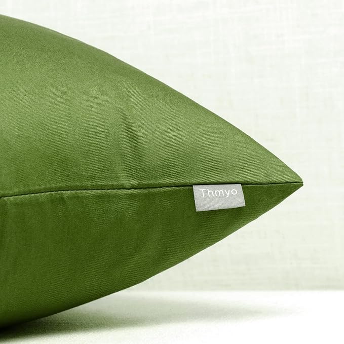Thmyo 4-Pack 100% Cotton Comfortable Solid Decorative Throw Pillow Case Square Cushion Cover Pillowcase Sublimation Blank Pillow Covers DIY Throw Pillowcase(16x16 inch/ 40x40cm,Olive Green)