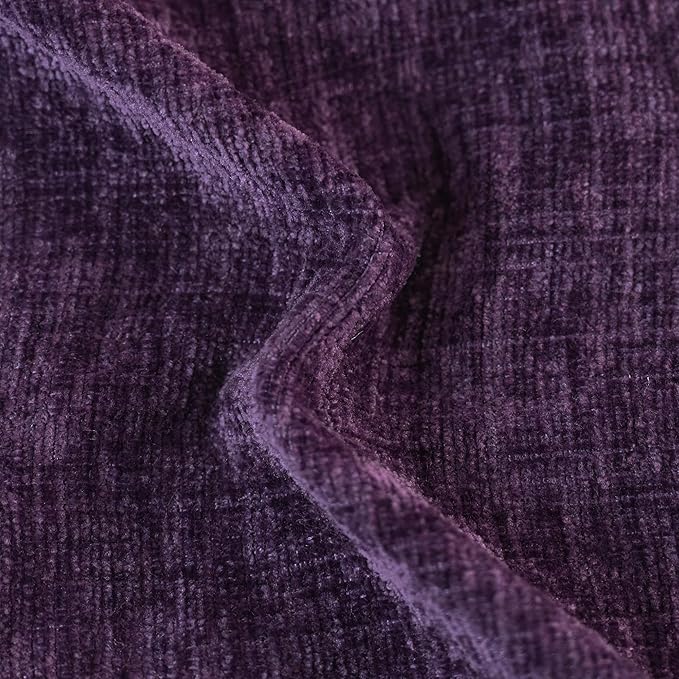 CaliTime Throw Pillow Covers Decorative 20 X 20 Inches Pack of 2 Cozy Solid Dyed Soft Chenille Cushion Cases with Pom Poms for Couch Sofa Bed Living Room Home Plum Purple