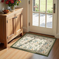 jinchan Elora 2x3 Floral Rug for Entryway Washable Rug Vintage Romance Design Christmas Small Mat Non Slip Indoor Doormat Lightweight Low-Profile Throw Carpet for Bathroom Laundry Room, Green/Beige