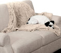 Furhaven Waterproof Throw Blanket for Dogs & Indoor Cats, Washable - Shaggy Plush Calming Long Faux Fur & Velvet Dog Blanket - Taupe, Medium