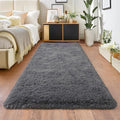 Deep Grey Runner Rug for Hallway, Bedroom Bedside Plush Rugs, Non Slip Fluffy Shaggy Carpet for Kids Home Decor, Dorm Nursery 2x6 Ft