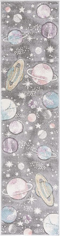 SAFAVIEH Carousel Kids Collection Runner Rug - 2'3" x 12', Grey & Lavender, Non-Shedding & Easy Care, Ideal for High Traffic Areas for Boys & Girls in Playroom, Nursery, Bedroom (CRK103F)