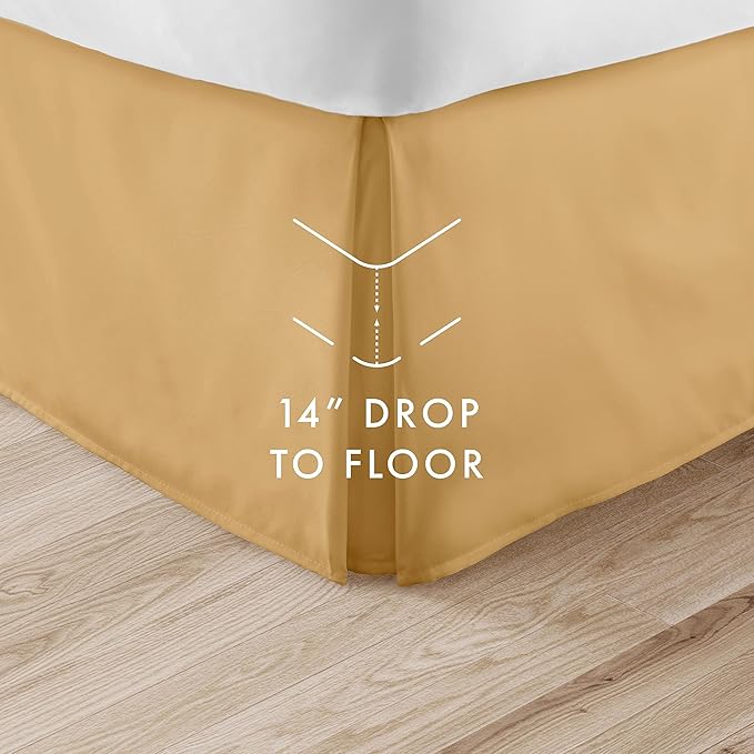 Linen Market Bed Skirt - Ultra Soft Microfiber - Easy Fit with 14 Inch Tailored Drop - Hotel Quality, Shrinkage & Fade Resistant - Bed Cover - Twin Bed Skirts - Bedroom Décor - (Twin, Gold)