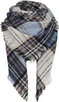 American Trends Women's Cozy Warm Winter Fall Blanket Scarf Stylish Soft Chunky Checked Giant Scarves Shawls