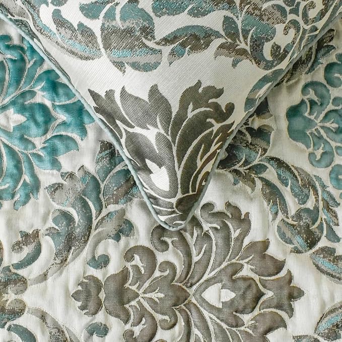 The HomeCentric King/Queen/Twin Blue Decorative King 90"x18" Bed Runner Without Pillow Cover, Damask Bed Scarf on Jacquard Fabric - Royal Elegance