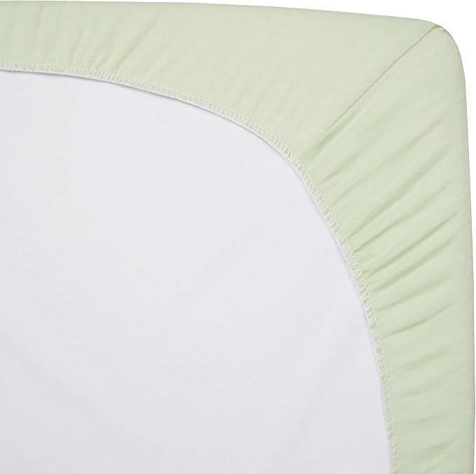 American Baby Company 15" x 33" Fitted Bassinet Sheet, 100% Natural Cotton Jersey Knit, Green, Soft Breathable, for Boys and Girls (Pack of 2)