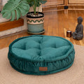 Large Round Floor Cushion, Floor Pillow Thick Floor Seating, Comfortable Supportive, Quilted Soft Booster Seat Pad for Yoga Meditation, Yoga Pillow, Cat and Dog Bed, 56 cm 22 inch, Green