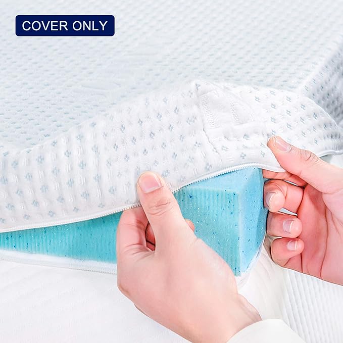 Subrtex Mattress Topper Cover (Only Cover) Mattress Protector Bedding Rayon Made from Bamboo Removable Mattress Encasement Mattress Cover with Zipper (4 Inch, White, Queen)