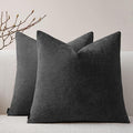 a moment Pack of 2 Decorative Chenille Throw Pillow Covers with Twill Cushion Covers for Sofa Living Room Couch Bed 20x20 Inch Black