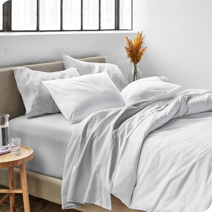 Bare Home Ultra-Soft Split Cal King Sheet Set - Luxury 1800 - Hydro-Brushed - Deep Pockets - Easy Fit - 4 Piece Set - Bedding Sheets & Pillowcases (Split California King, Cloud Grey)