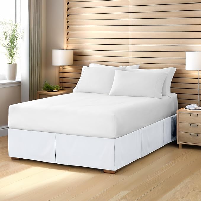 Bare Home Kids Twin Bed Skirt - 15-Inch Tailored Drop Easy Fit - Bed Skirt for Beds - Center & Corner Pleats (Twin, Sand)