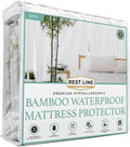 King Size 78x80” Premium Bamboo Waterproof Mattress Protector, 100% Viscose from Bamboo, Hypoallergenic, Cooling Mattress Pad Cover, Soft & Breathable Fitted Sheet Style up to 18" Deep - Rest Line