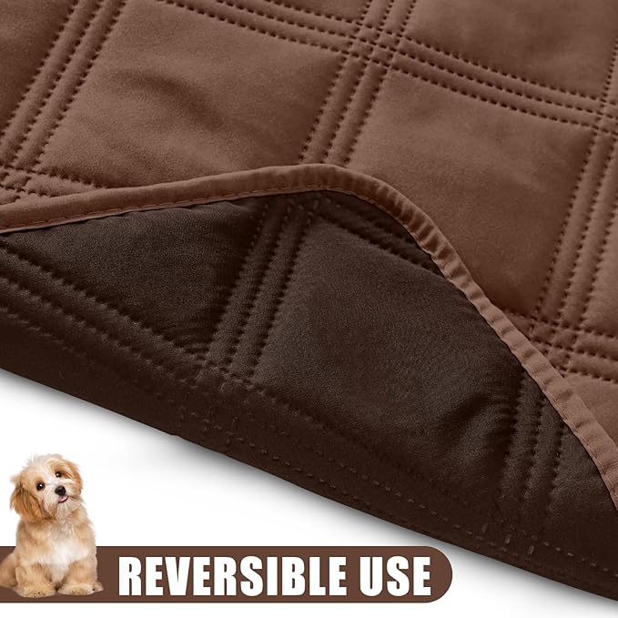 Smiry Waterproof Dog Bed Cover Blanket 52x82, Soft Reversible Pet Blanket, Washable Leakproof Cats Dogs Couch Cover for Sofa, Couch, Furniture, Lattice, Brown/Chocolate