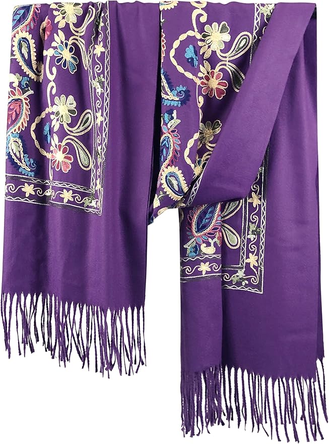 Urban CoCo Women's Embroidered Tassel Long Shawl Oversize Scarf Wraps for Women