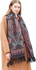Wander Agio Warm Fashion Scarf Long Shawl Large Blanket Winter Wraps Scarves for Women Cashmere Jacquard Vintage Paisley