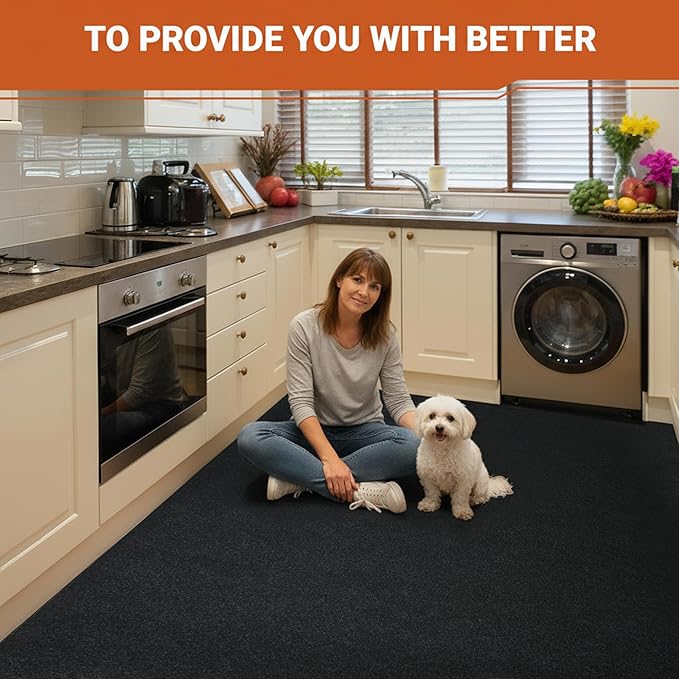 Nisorpa Carpet Runner, 4 x 10FT Indoor Outdoor Floor Mat with Non-Slip TPE Rubber Backing Commercial Carpet Runner Hallways Area Rugs for Kitchen Balconies Living Room Dining Room (Dark Gray)