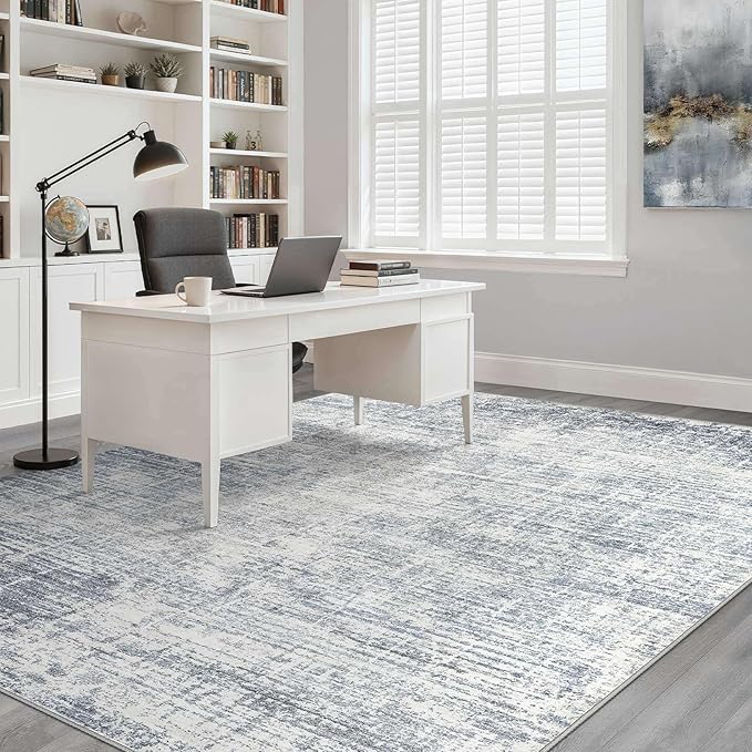 5x7 Area Rugs Living Room: Washable Large Neutral Blue Rug Abstract Soft Modern Stain Resistant Indoor Floor Non-Slip Carpet for Bedroom Nursery Kids Office Playroom Dining Room Under Table Home