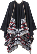 Women's Vintage Pattern Open Front Poncho Cape Shawl Winter Shawl Wraps