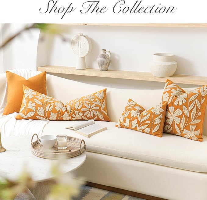 BlissBlush Fall Throw Pillow Cover 14x36 Long Body Lumbar Throw Pillow for Bed, Yellow Mustard Soft Velvet Accent Farmhouse Lumbar Throw Pillowcase for Bedroom Sofa Couch Home Décor