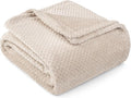 PAVILIA Beige Cream Throw Blanket for Couch, Twin Bed, Soft Fleece Throws for Sofa Chair, Fuzzy Waffle Textured Blanket, Cozy Warm Lightweight All Season Blanket Throw, 60x80