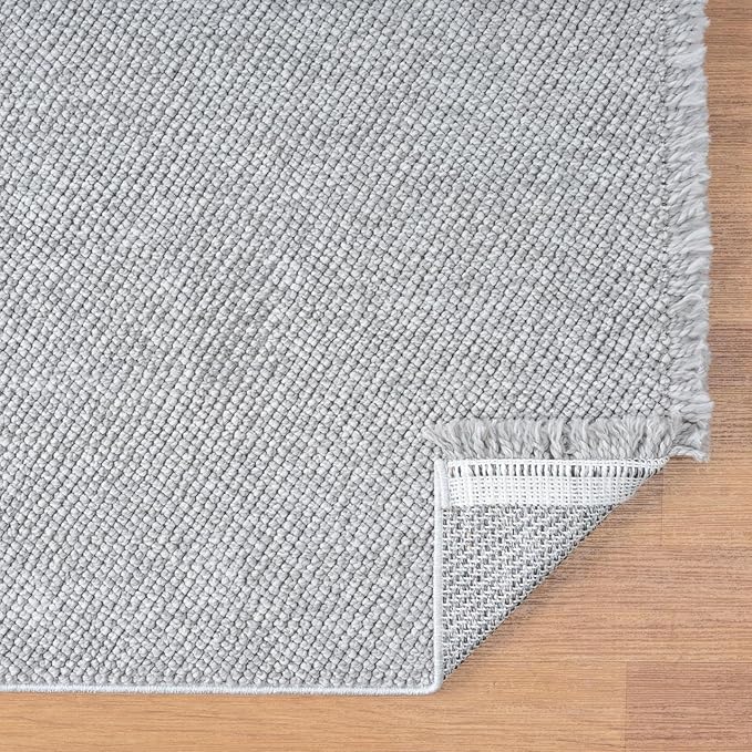 LUXE WEAVERS Solid Machine Woven Gray 2x8 Area Rug, Indoor Stain-Resistant Carpet