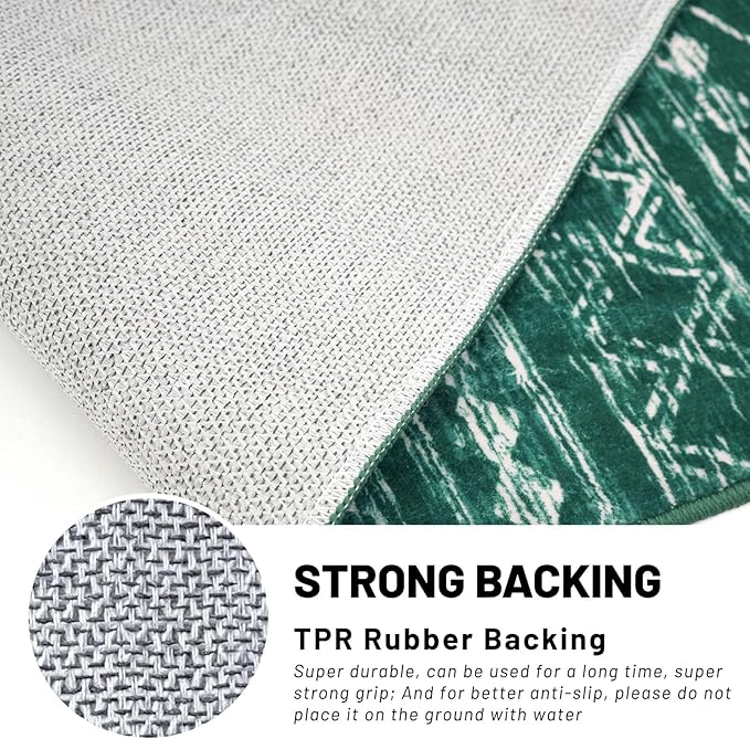 KUTA Christmas Rugs for Entryway, Green 2x3 Entrance Small Area Rug Non-Slip Washable, Ultra Soft Vintage Geometric Low-Pile Indoor Door Mat Floor Carpet for Kitchen