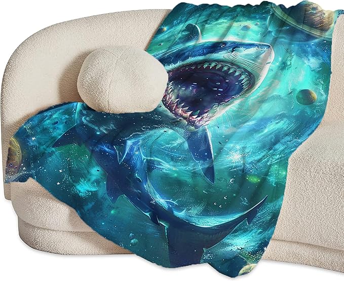 Funny Shark Throw Blanket - Fantasy Gifts and Decor for Girls, Women, Men, Boys - Soft Warm Cozy Fleece for Couch, Sofa, Bed 50"x40"