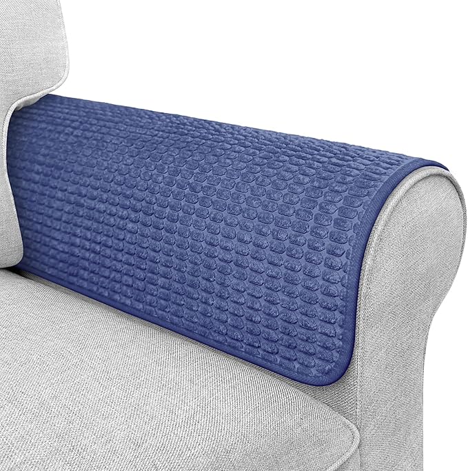 Couch Arm Covers, Sofa Arm Covers, Waterproof Armrest Cover for Sofa, Armchair, Loveseat, Headrest Cover, Non-Slip Recliner Arm Cover, Arm Chair Covers Set of 2 (Navy Blue, 23"×19")