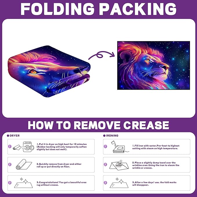 Galaxy Lion Rug 3D Fierce Lions Area Rugs for Kids Bedroom Living Room Playroom Gameroom Boys Glitter Carpet Throw Rugs Floor Mat 59 in x 39 in