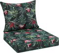 Favoyard Outdoor Seat Cushion 24 x 24 x 4 in Waterproof Pattern Fade Resistant Cover Removable Patio Furniture Cushions Deep Seat & Back Cushion Set with Adjustable Straps for Patio Chair Sofa Couch