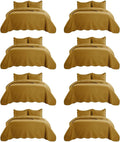 IR Imperial Rooms 8 Pack California King Quilt Bedding Set (118"x106") - Bulk Wholesale for Hotels, Guest Bedroom & Airbnbs - Lightweight Microfiber Reversible Embossed Quilts Bedspread (Ochre)
