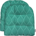 RSH DECOR: Tufted U-Shape Wicker Seat Cushions Set of 2 | 19” x 19” | All-Weather Spun Fabric | Water-Resistant | Outdoor Chair Cushions for Patio Furniture | Fenbrook Teal