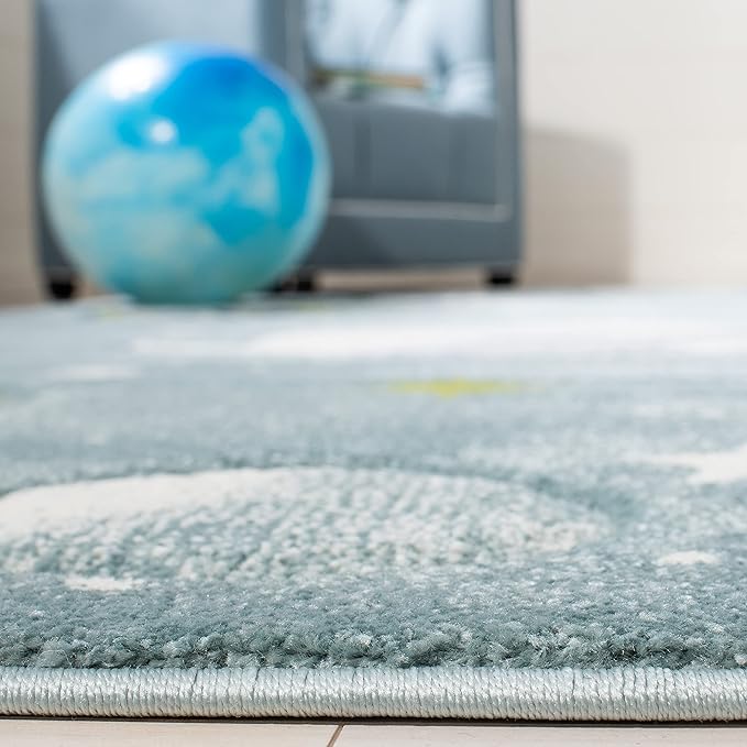SAFAVIEH Carousel Kids Collection Accent Rug - 2'3" x 4', Teal & Ivory, Non-Shedding & Easy Care, Ideal for High Traffic Areas for Boys & Girls in Playroom, Nursery, Bedroom (CRK103J)