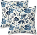 Throw Pillow Covers Blue Floral Pillow Covers 18x18 Inch Set of 2 Throw Pillows Decorative Pillow Cases Cushion Covers for Bedroom Livingroom Sofa Farm House