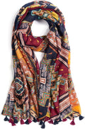 Scarf for Women Lightweight Soft Floral Leopard Printed Scarves Fall Winter Fashion Shawl Wrap with Fringe