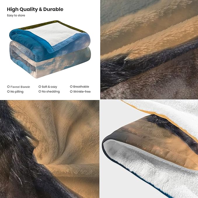 Strong Horse Throw Blanket for Couch, Super Soft Fuzzy Throws Warm Comfortable Plush Fleece Blanket, Fashion Decorative Flannel Fleece Blanket for All Season(40 x 50 in, Strong Horse)