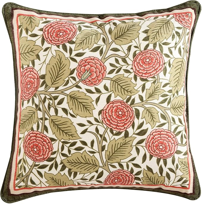 Square Throw Pillow Covers,Brown Cozy Velvet Farmhouse with Daisy and Leaves Floral Pattern Pillowcases,Decoration Pillows Cushion Covers for Couch Sofa Bed Car Chair,18"x18"