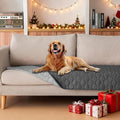 gogobunny 3X Stronger Waterproof Pet Blanket, Scratch Proof Furniture Protector for Dogs Cats, Reversible Cover 30x70 Inch, Dark Grey/Light Grey