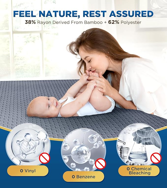 Premium 100% Waterproof Twin XL Mattress Protector, Breathable Cooling 3D Air Fabric Mattress Cover, Hypoallergenic Noiseless Bed Cover Vinyl Free, 8-21'' Deep Pocket (Gray)