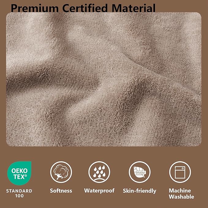 Waterproof Blanket for Bed, Leak Proof Dog Couch Blankets Reversible, Pet Throw Sofa Furniture Protector Machine Washable-82 x120,Beige+Khaki
