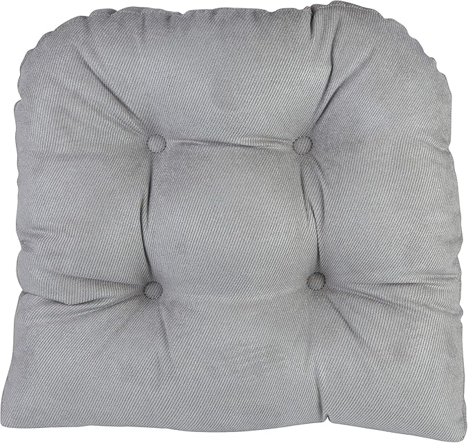Klear Vu Gripper Overstuffed Universal Non-Slip Dining Chair Cushions for Kitchen Decor or Office Use, U-Shaped Skid-Proof Seat Pad, 17x17 Inches, 2 Count (Pack of 1), Linear Gray
