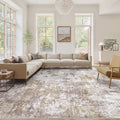 Washable 9X12 Area Rug: Modern Abstract Soft Non-Slip Indoor Rugs Home Decor - Low Pile Stain Resistant Foldable Rug for Living Room Bedroom Dining Room Playroom Office(Golden Brown,9'x12')