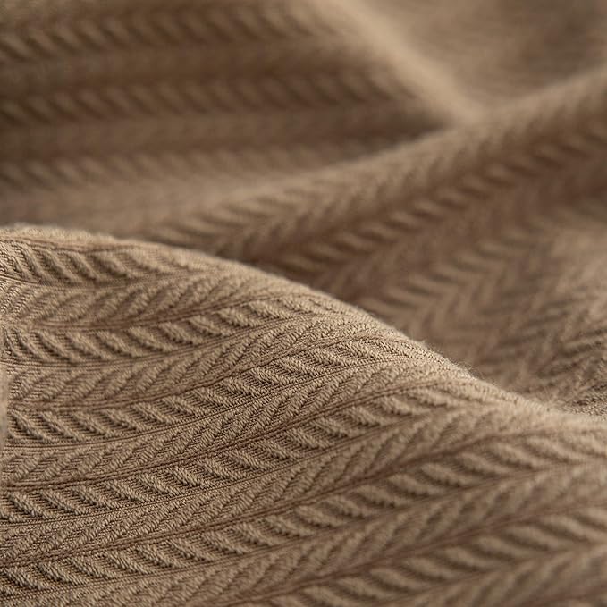 Set of 2 Cozy Striped Herringbone Flange Throw Pillow Covers, Aesthetic Embossed Pattern Pillow Covers for Couch and Bed - 20"x20", Taupe