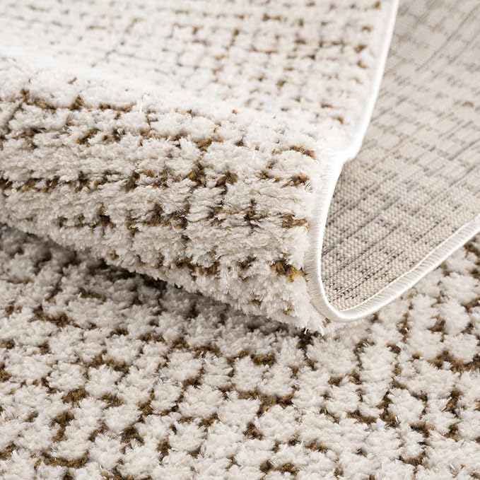 Hauteloom Keita Living Room, Bedroom Area Rug - Farmhouse - High Pile - Bone - 9'2" x 12'