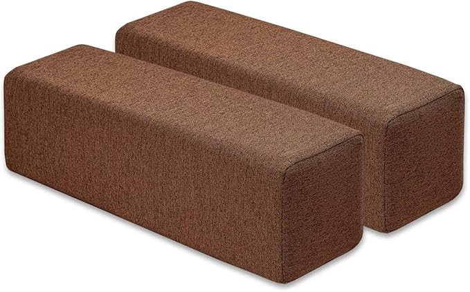 Couch Arm Rest Pillow, Linen Armrest Cushion, High Density Foam Armrest Cushion, Removable & Washable Rectangular Headboard Elbow Support for Armchair Sofa Bed,Brown-2pcs,7.9x7.9x19.7