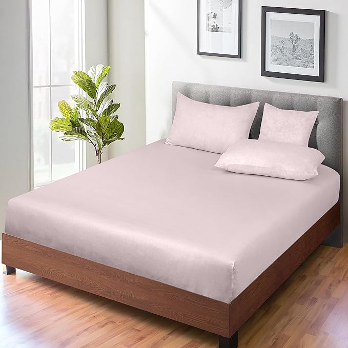 ROYALE LINENS 300 Thread Count 100% Long Staple Combed Cotton Fitted Sheet California King - Super Soft Deep Pocket Bottom Sheet - Fitted Sheets Only - Elastic Sheets (Cal King, Lavender)