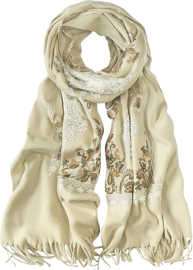 Urban CoCo Women's Embroidered Tassel Long Shawl Oversize Scarf Wraps for Women