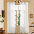 92 Inches Long White Sheer Pleated Drapes for Bedroom Pinch Pleat Curtains with Ajustable Hooks, Lightweight Light Filtering 92 Inch Curtains for Dining Room Patio, White, 42''W x 92"L, 2 Panels