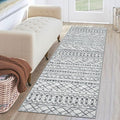 KUTA 2x6 Non-Slip Washable Runners for Hallways, Grey Moroccan Boho Distressed Geometric Vintage Kitchen Runner Rug, Ultra Soft Floor Mat for Entryway, Bathroom, Laundry, Living Room, Bedroom